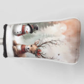 Weihnachtswild/Schneemann im klassischen Wald Golf Headcover (Vorderseite)