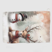 Weihnachtswild/Schneemann im klassischen Wald Golfhandtuch (Horizontal)