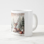 Weihnachtswild/Schneemann im klassischen Wald Jumbo-Tasse (Vorderseite Rechts)