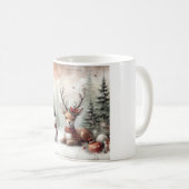 Weihnachtswild/Schneemann im klassischen Wald Kaffeetasse (VorderseiteRechts)