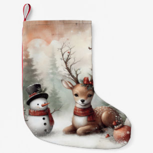 Weihnachtswild/Schneemann im klassischen Wald Kleiner Weihnachtsstrumpf