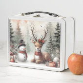 Weihnachtswild/Schneemann im klassischen Wald Metall Brotdose (Beispiel)