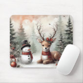 Weihnachtswild/Schneemann im klassischen Wald Mousepad (Mit Mouse)