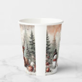 Weihnachtswild/Schneemann im klassischen Wald Pappbecher (Links)