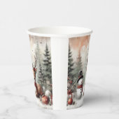 Weihnachtswild/Schneemann im klassischen Wald Pappbecher (Rechts)