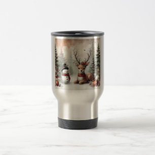Weihnachtswild/Schneemann im klassischen Wald Reisebecher