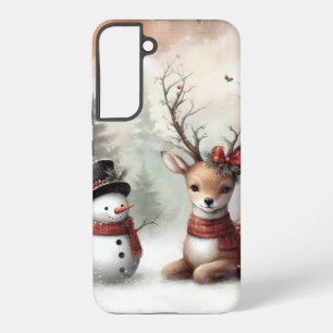 Weihnachtswild/Schneemann im klassischen Wald Samsung Galaxy Hülle