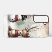 Weihnachtswild/Schneemann im klassischen Wald Samsung Galaxy Hülle (Rückseite (Horizontal))