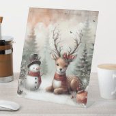 Weihnachtswild/Schneemann im klassischen Wald Sockelschild (In Situ)