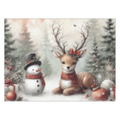 Weihnachtswild/Schneemann im klassischen Wald Tischdecke (Vorderseite (Horizontal))