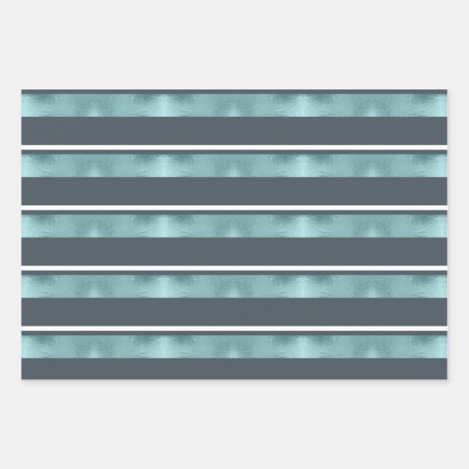 Weihnachtswildflechte, Streifen, Bäume Aquamarin I Geschenkpapier Set (Vorderseite 2)