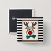 Weihnachtswildkarte Schwarz-weiß Button (Vorne & Hinten)