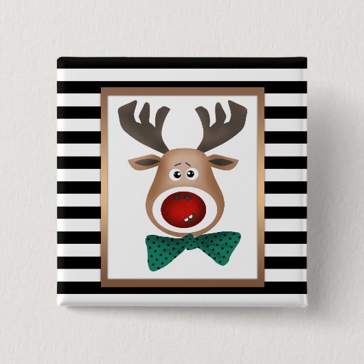 Weihnachtswildkarte Schwarz-weiß Button (Vorderseite)