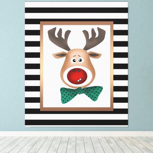 Weihnachtswildkarte Schwarz-weiß Leinwanddruck (Insitu (Holzboden))