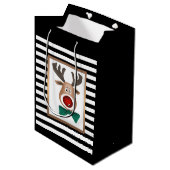 Weihnachtswildkarte Schwarz-weiß Mittlere Geschenktüte (Vorderseite Schrägansicht)