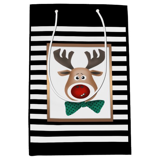 Weihnachtswildkarte Schwarz-weiß Mittlere Geschenktüte (Vorderseite)