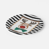 Weihnachtswildkarte Schwarz-weiß Pappteller (Schrägansicht)