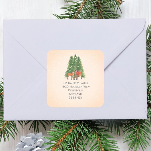 WeihnachtswildRücksendeadresse Quadratischer Aufkleber