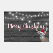 Weihnachtswildsaft mit Licht an der Holztür Fußmatte (Vorderseite)