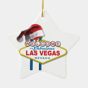 Weihnachtswillkommen zu Las Vegas-Zeichen Keramik Ornament