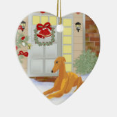 Weihnachtswindhund Keramikornament (Rechts)