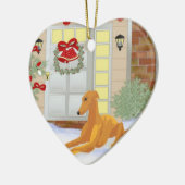 Weihnachtswindhund Keramikornament (Links)