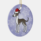Weihnachtswindhund/Whippet/italienischer Windhund Keramik Ornament (Rechts)