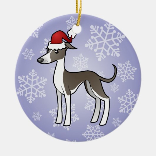 Weihnachtswindhund/Whippet/italienischer Windhund Keramik Ornament (Vorne)