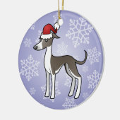 Weihnachtswindhund/Whippet/italienischer Windhund Keramik Ornament (Links)