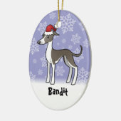 Weihnachtswindhund/Whippet/italienischer Windhund Keramik Ornament (Links)