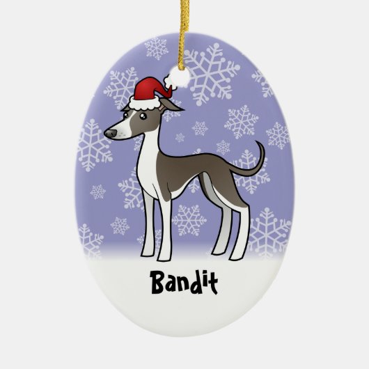 Weihnachtswindhund/Whippet/italienischer Windhund Keramik Ornament (Vorne)