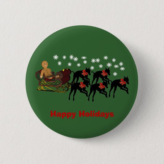 Weihnachtswindhundesleigh-Feiertags-Knopf-Button Button (Vorderseite)