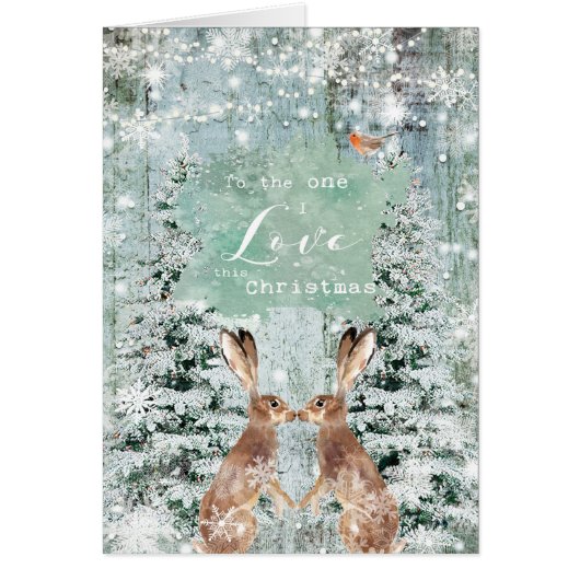 Weihnachtswinter-Schnehasen eine i-Liebekarte (Vorne)