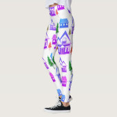 Weihnachtswinterbild lila, rosa Häuser Leggings (Links)