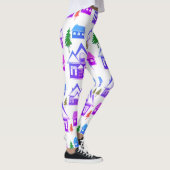 Weihnachtswinterbild lila, rosa Häuser Leggings (Rechts)