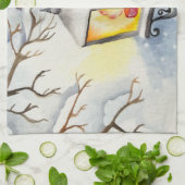 Weihnachtswinterlandschaft Geschirrtuch (Gefaltet)