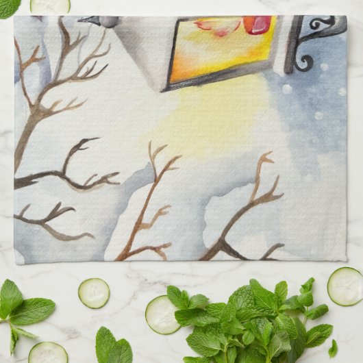 Weihnachtswinterlandschaft Geschirrtuch (Gefaltet)