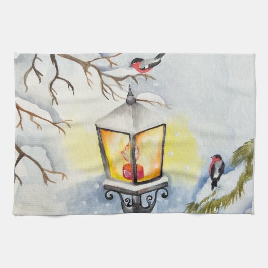 Weihnachtswinterlandschaft Geschirrtuch (Horizontal)