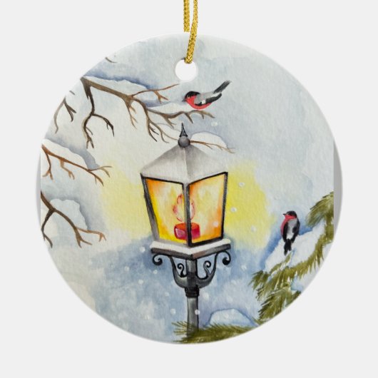 Weihnachtswinterlandschaft Keramik Ornament (Vorne)