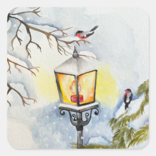 Weihnachtswinterlandschaft Quadratischer Aufkleber