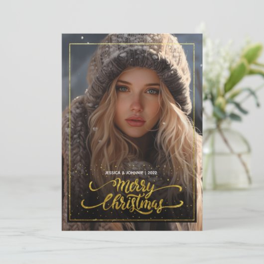 Weihnachtswintermädchen Einladung (Stehend Vorderseite)