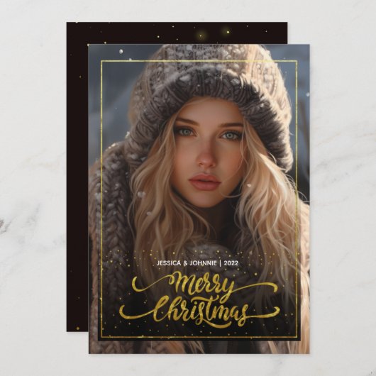 Weihnachtswintermädchen Einladung (Vorne/Hinten)