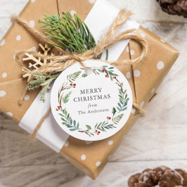 Weihnachtswinters Berries Wreath Custom Familienna Geschenkanhänger