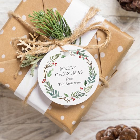 Weihnachtswinters Berries Wreath Custom Familienna Geschenkanhänger