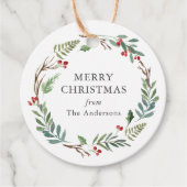 Weihnachtswinters Berries Wreath Custom Familienna Geschenkanhänger (Vorderseite)