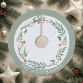 Weihnachtswinters Berries Wreath Custom Familienna Polyester Weihnachtsbaumdecke
