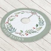 Weihnachtswinters Berries Wreath Custom Familienna Polyester Weihnachtsbaumdecke