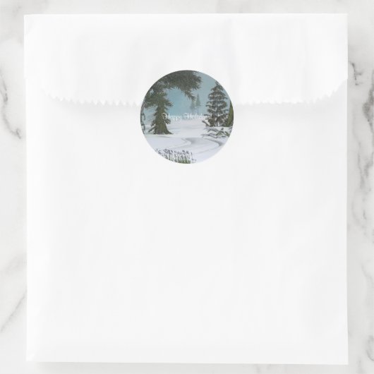 Weihnachtswinterszenen-Sticker Runder Aufkleber (Tasche)