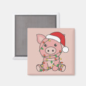 Weihnachtswintertiere Schwein Magnet (Vorderseite/Rückseite)