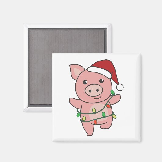 Weihnachtswintertiere Schwein Magnet (Vorderseite/Rückseite)